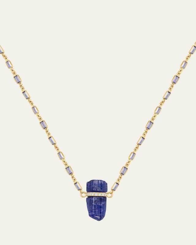 Tanzanite and Diamond Bar Tennis Necklace